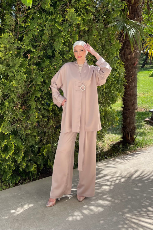 Mercan Taşlı Gül Kurusu Takım